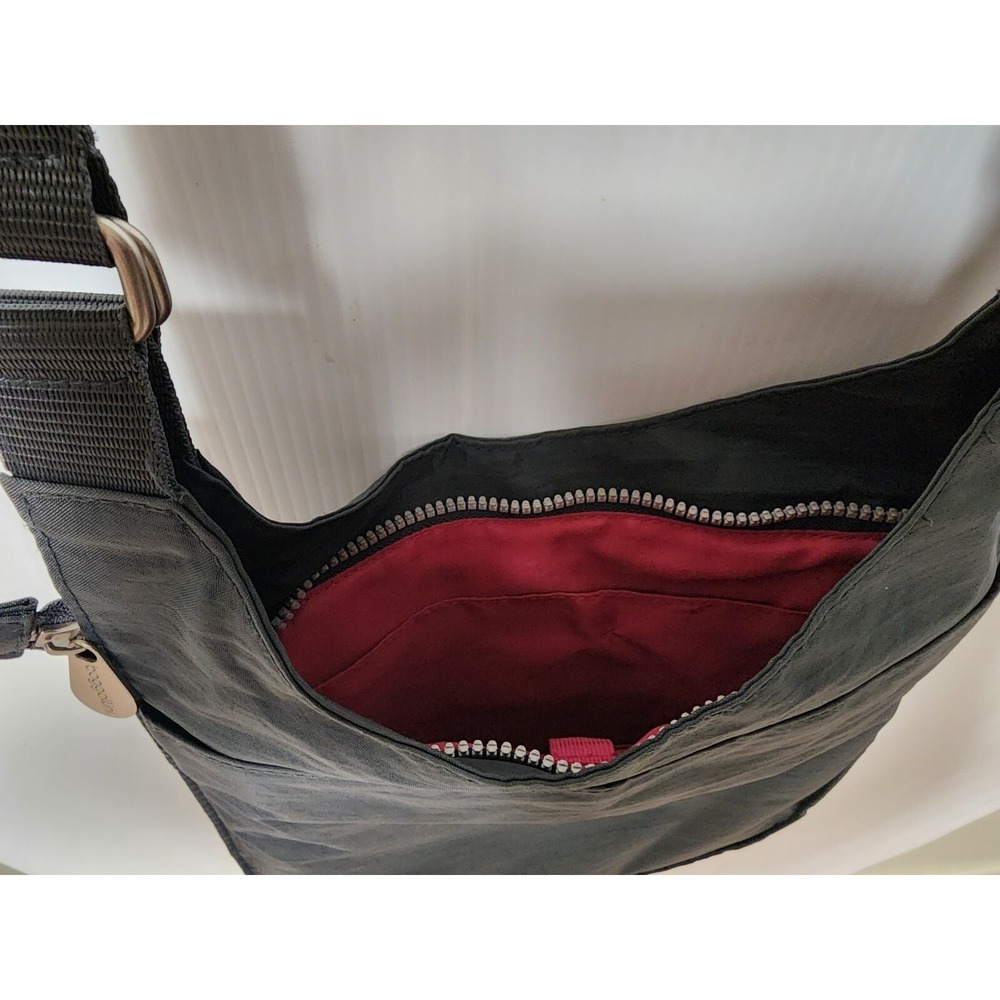 Baggallini Gray Crossbody Shoulder Bag 9" x 12" Nylon 4 Zip Purse Adjustable - Picture 6 of 6